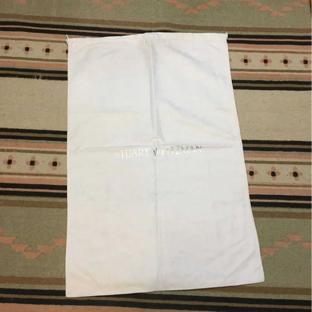 Stuart Weitzman extra large White drawstring dustbag silver logo dust bag